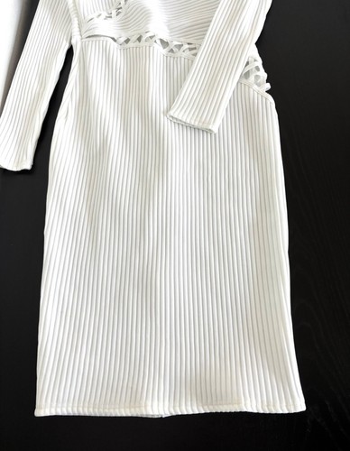 Abito BodyCon Nuovo con etichette Taglia 8 RARO Ritaglio a costine Midi Y2K Miami Chic Resort Vita notturna - Foto 11 di 14