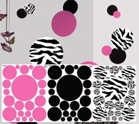 Fun Zebra Wall Dot Decals & Black & Pink Polka Dot Wall Stickers, New, Free Ship on sale Fun Zebra Wall Dot Decals & Black & Pink Polka Dot Wall Stickers, New, Free Ship on sale