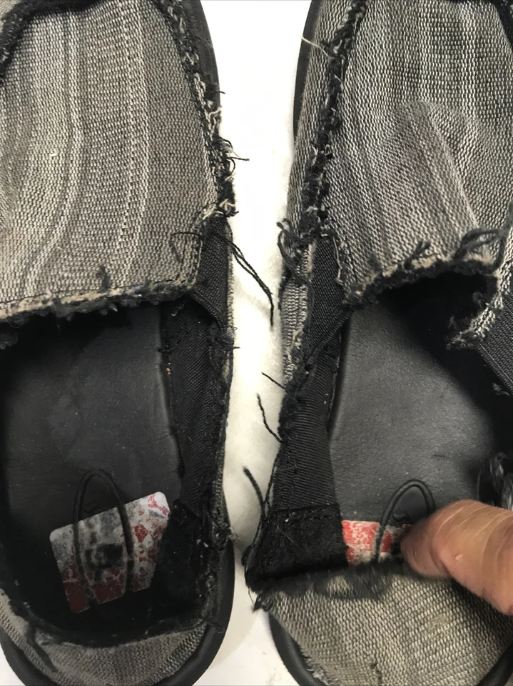 Sanuk 男孩帆布懒人鞋凉鞋 CL 0909 灰色黑色 3 码二手完好 — 第 3/4 张图片