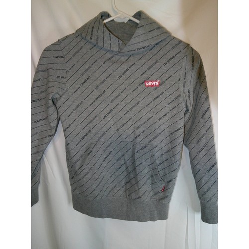 Levi's Pullover Hoodie Sweatshirt All Over Print Casual Gray Size 7/8