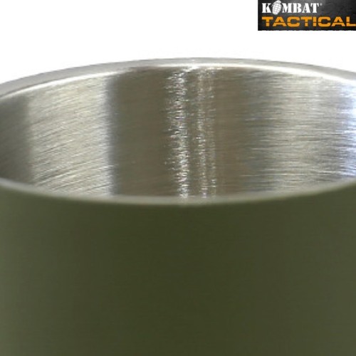 TAZZA ACCIAIO INOX VERDE ESERCITO 250ML ISOLAMENTO TERMICO ESCURSIONISMO CADETTO CAMP - Foto 2 di 4