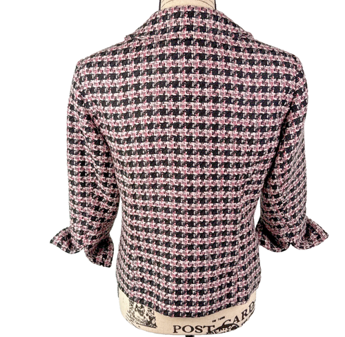 Vtg Uniform By John Paul Richard Blazer Sz 10 Pink Houndstooth Mad Men Retro - Picture 4 of 14