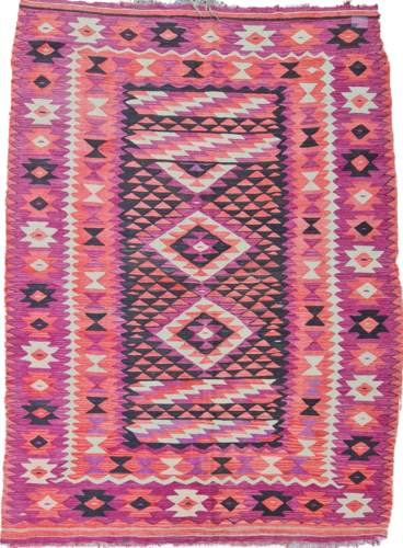 Antique Rug 5x8, Geometric rug, wool rug, oriental rug, kilim rugs, Pink Rug - Picture 1 of 6