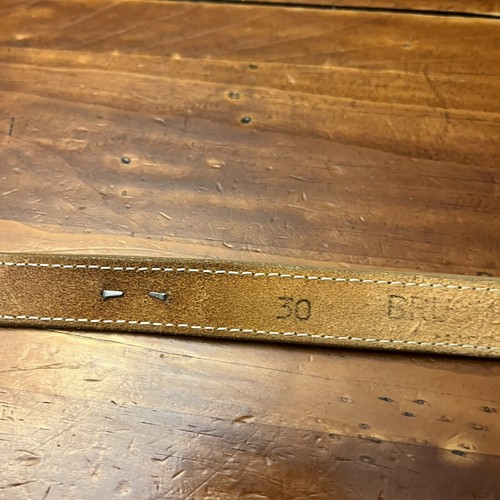 Vintage Bushy Creek Genuine Leather Tan Skinny Concho Belt Size 30 - Picture 12 of 18