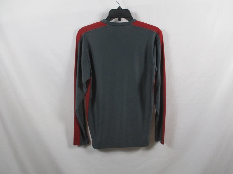 Starter Womens Shirt Large Gray Long Sleeve Round Neck Athletic Polyester Red — 第 4/4 张图片