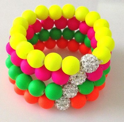4pcs/lot br4d women crystal Stretch Neon shamballa Bracelet Fluorescence Candy