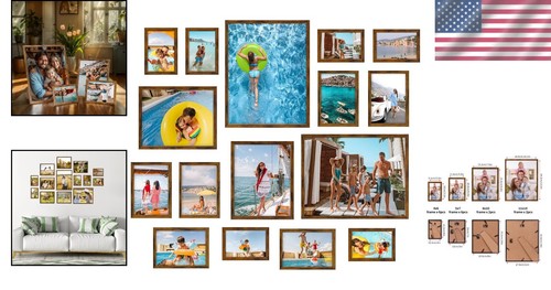 Assorted 16 Piece Picture Frame Set - Enhance Your Home With Rustic Elegance - Picture 2 of 9