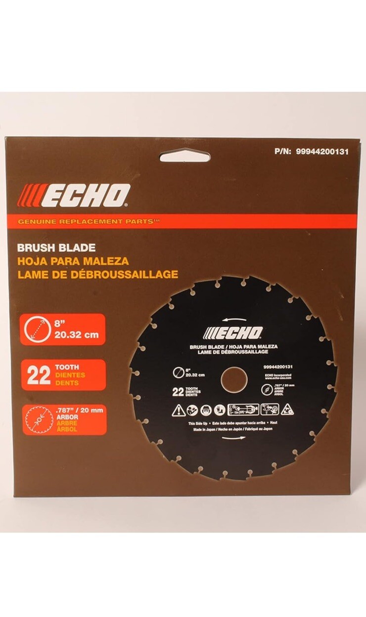 Genuine Echo 99944200131 8" 20mm 22 Tooth Brush Blade Cut Up to 2.25" Diameter