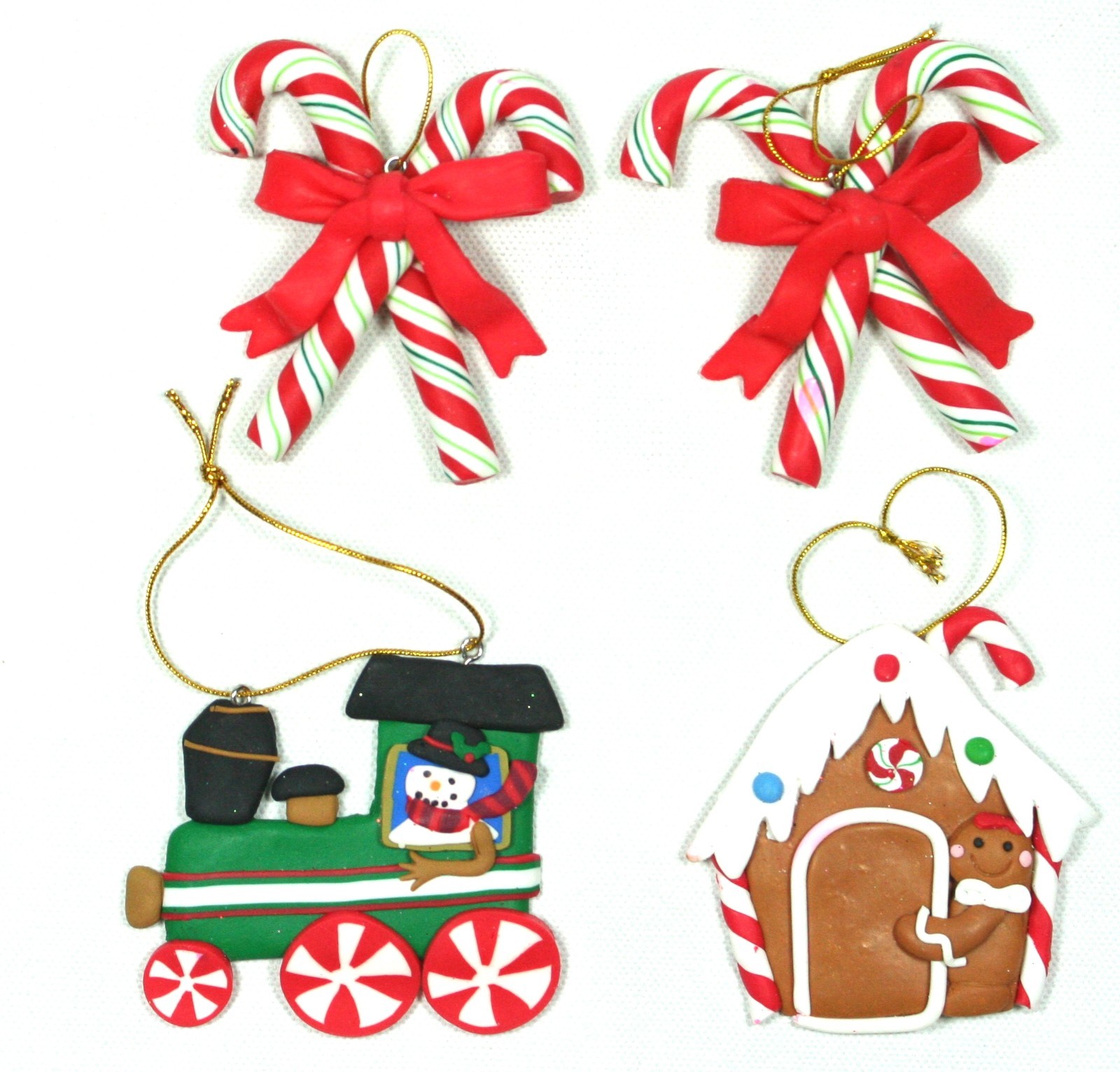 Lot of Non-Break Rubber Christmas Ornaments Holiday Decoration Train Candy Cane