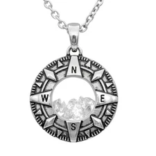 COMPASS FLOATING CHARM WITH WHITE NECKLACE BY CONTROSE