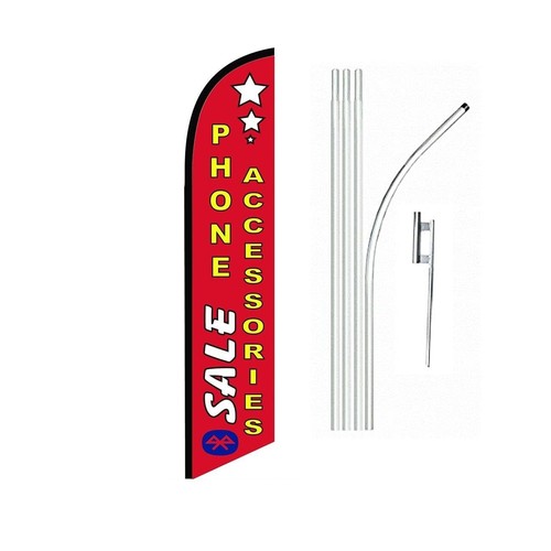 Sale Phone Accessories Red Swooper Flutter Feather Flag | 3ft W x 11.5ft Tall - Picture 2 of 3