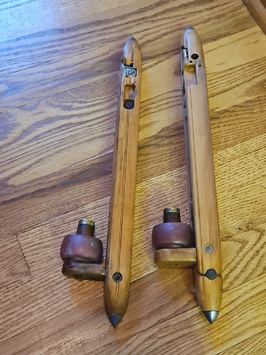 Pair Vintage Wood Weaving Loom Shuttle Candle Holders / Wall Sconces, Bancroft - Picture 3 of 5