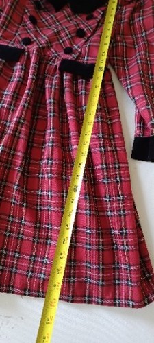 Girls Dress Size 10 Bonnie Jean Vintage Red Black Plaid Velvet Collar Christmas - Picture 6 of 11