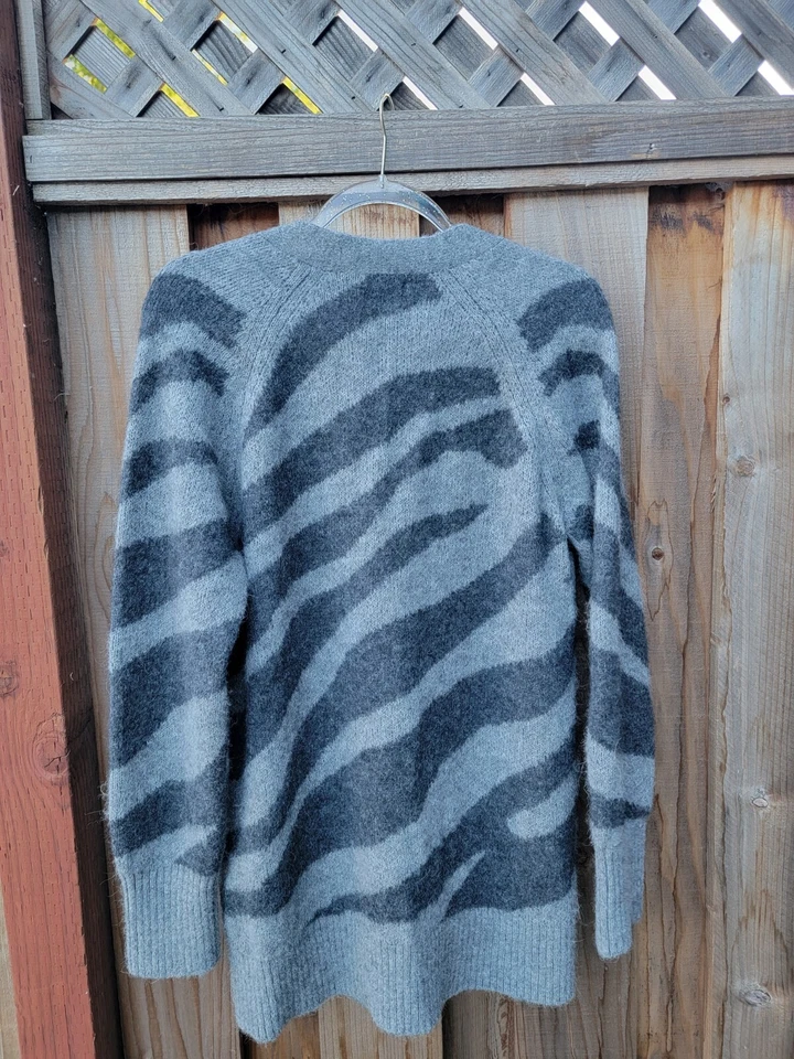 BANANA REPUBLIC Womens Alpaca Wool Blend Cardigan Sweater Size S Zebra Print - Image 2 of 4