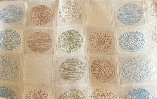 3 Yards Tan Colorful Stripes of Circles Indoor/Outdoor 58" Upholstery Fabric