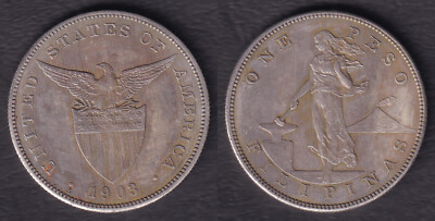 1 Peso 1903-S US-Philippine United States of America Coin - Stock