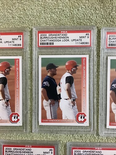 Grandstand Sean Burroughs 2000 Drew Henson Chattanooga Lookouts PSA 9 como nuevo Lotx7 - Imagen 3 de 9