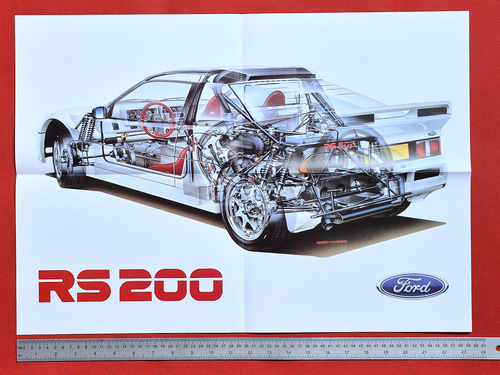 1985 FORD RS 200 Sales Brochure Poster - Mint Condition! - Afbeelding 4 van 5