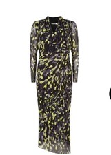 Mint Velvet Mock Wrap Midi Dress Size 10 Animal Print Charlotte Yellow Grey