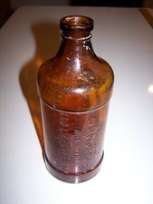 Antique Vintage Amber SANFORD'S INKS AND LIBRARY PASTE ONE QUART Embossed Bottle
