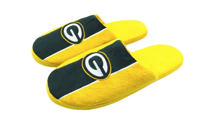 SAOLA Coppia di pantofole da uomo FOCO NFL Green Bay Packers taglia 7 8 slip on suola rigida