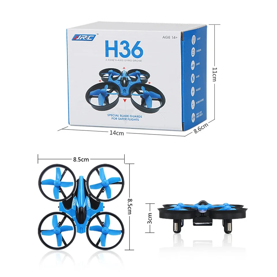 H36 Mini Drone Rc con Batería 2/3 Control Remoto Cuadricóptero Helicóptero Sin Cabeza Foto 2 de 4