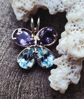 Blue Topaz Amethyst 925SS Slide Pendant Vintage Signed