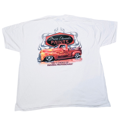 #ad Dunn Edwards 3M Hot Rod Truck Short Sleeve Shirt 2XL White Flames Vintage New $21.99