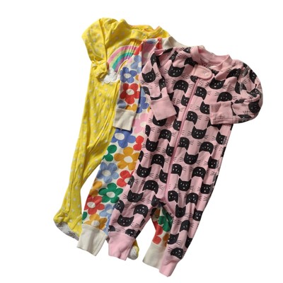 Hanna Andersson HannaJams Sleepers Lot of 3 6-12m Cat Floral Rainbow Print PJs