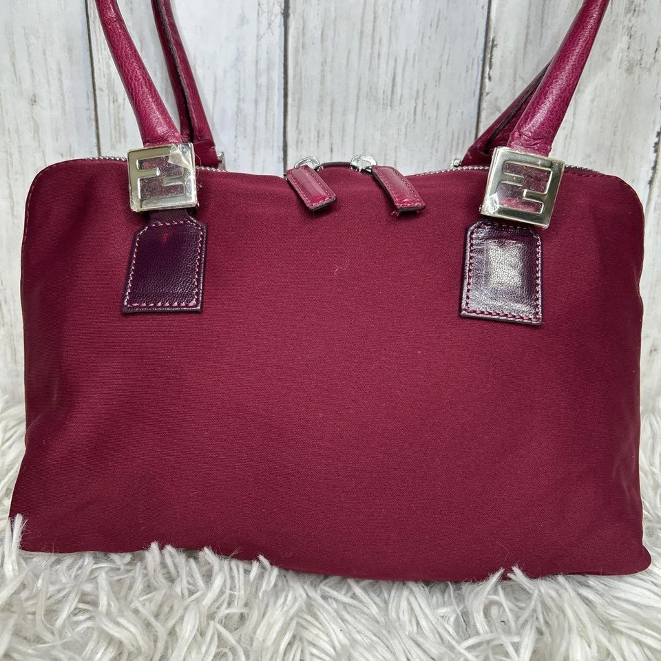 Bolso de Mano Fendi Lona Auténtico Rojo Mujer Italia 124103 Foto 3 de 4