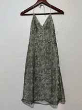 VTG Express Y2K Sequin Lace Slip Dress Sage Gray Metallic Fairycore Prom Sz 2 XS