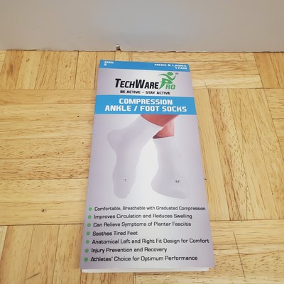 TechWare Pro Compression Ankle/Foot Socks Size S White New