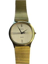 Vintage Elgin Gold-tone Men's Quartz Watch 1980s New Battery Slight Wear 8” Band