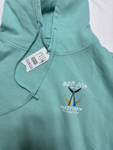 Salty Crew Mens Large Hoodie Ron Jon Collab Mint Pullover NWT Surf Logo - Picture 6 of 14