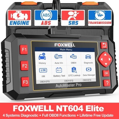 FOXWELL NT604 Elite Car Scanner OBD2 ABS SRS Transmission Check Engine Scan Tool
