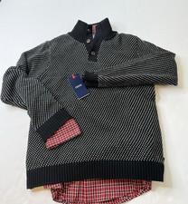 Izod Boys Red  Black Sweater  Plaid Button Down Shirt Set Sweater Size M-10/12