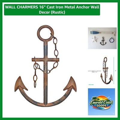 Hand-Finished 16'' Cast Iron Anchor Art - Nautical Rustic Touch for Any Room