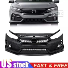 Front Bumper Cover Kit Fit For 2016-2021 Honda Civic Type R Style W/Grille & Lip