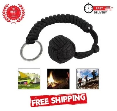  Monkey Fist Keychain with Steel Ball   Outdoor Survival & Safety Tool