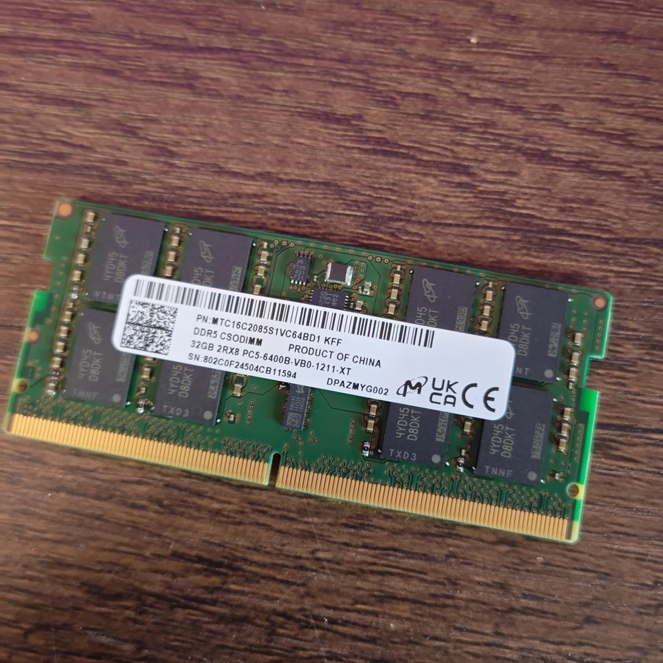Micron 64GB 2x32GB DDR5-6400 CSODIMM RAM MTC16C2085S1VC64 Compatible Replacement - Image 2 of 3