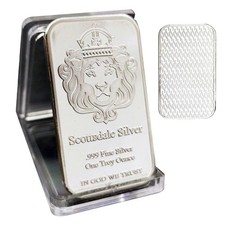1 oz Scottsdale Silver Bar .999 Silver 15.36 per troy oz