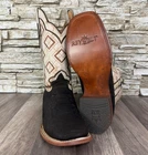 MEN REYWELT WESTERN COWBOY SQUARE TOE BOOT LEATHER SOLE MADE IN MEXICO SIZE 11.5