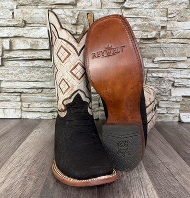 MEN REYWELT WESTERN COWBOY SQUARE TOE BOOT LEATHER SOLE MADE IN MEXICO SIZE 11.5