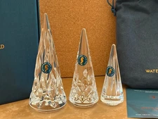 Waterford Crystal (3) STANDING CHRISTMAS TREE SET - Figurine SCULPTURES #1062090