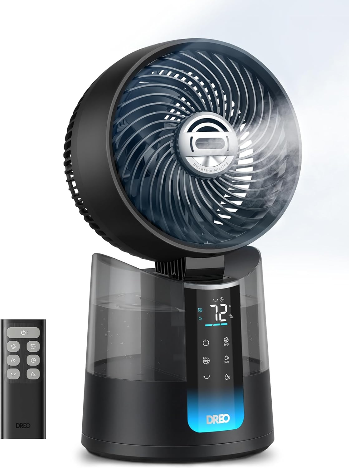 DREO Turbocool Misting Fan 516, 150°+30° Omni-Directional Oscillating, Desk Cool