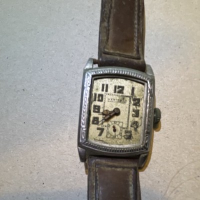 Vintage Westfield Cushion Case Manual Wind Watch Small Seconds Brown Leather
