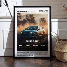 Subaru Impreza WRX STI Poster JDM Rally Classic GC8 Turbo Wall Art Print