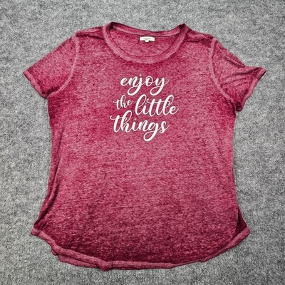 Maurices Graphic Tee Women XL Burgundy Enjoy The Little Things Burnout Shirt