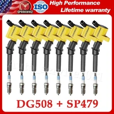 8 Pack Ignition Coil and Iridium Spark Plug for Ford F-150 4.6L 5.4L DG508 SP479