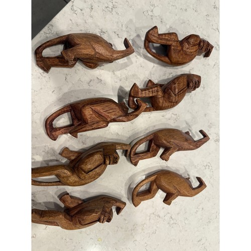 Hand Carved Wood Monkey Chain Hanging Decor Sculpture Art - Picture 2 of 6